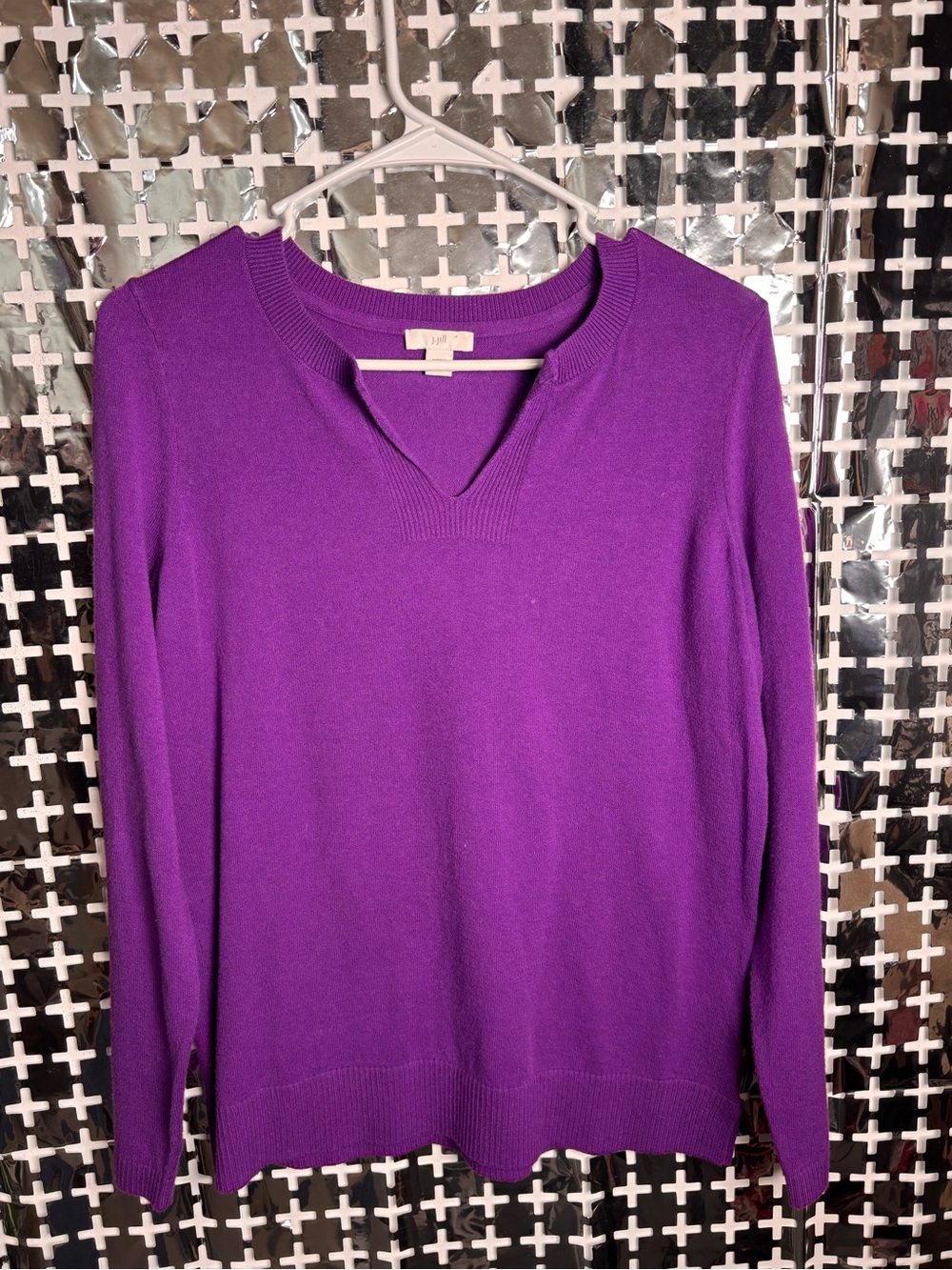 J. Jill Purple V-Neck Long Sleeve Sweater